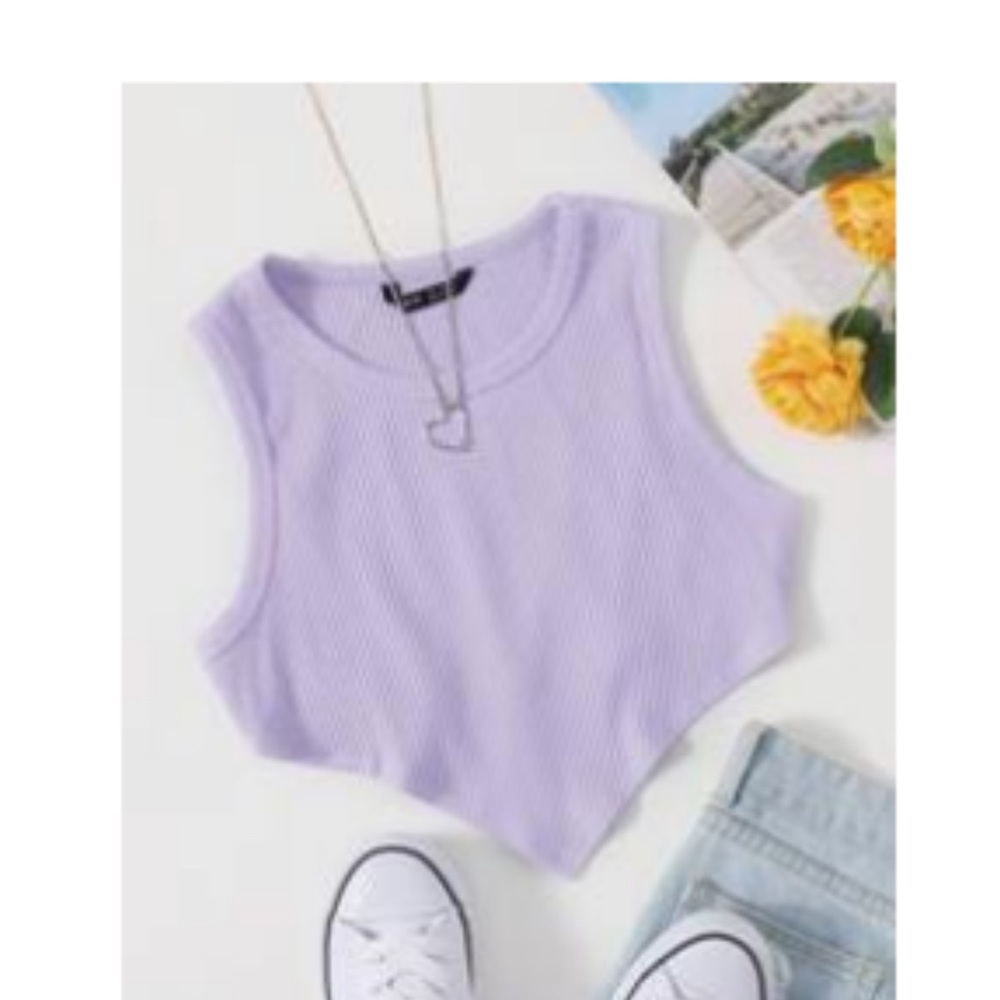 SHEIN Lavender Ribbed Tank Top